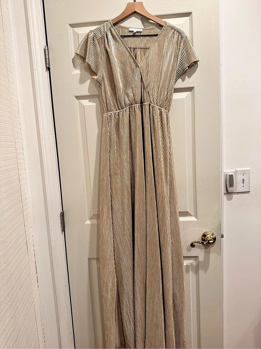 Balticborn Geometric Maxi Dress in metallic Beige- like New